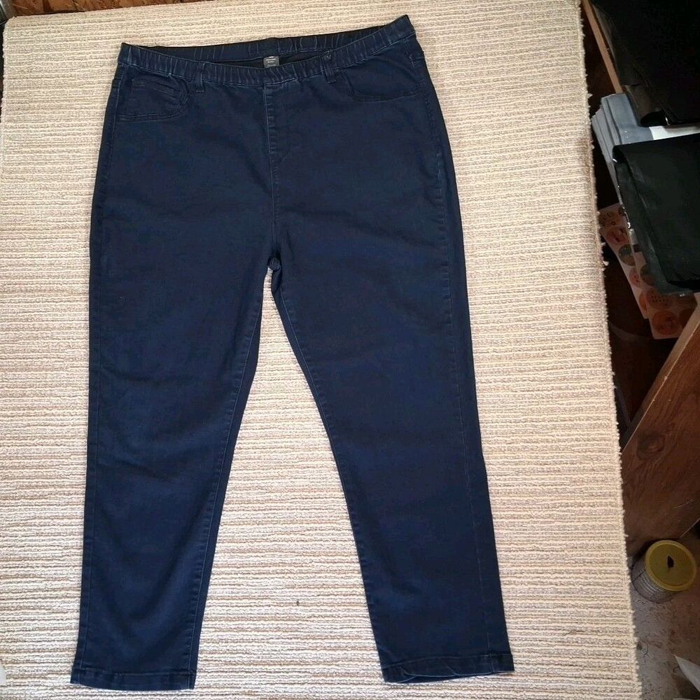 MISSONI WOMEN SIZE 20W PULL ON JEGGINGS CAPRI CROPPED DARK BLUE PLUS STRETCH